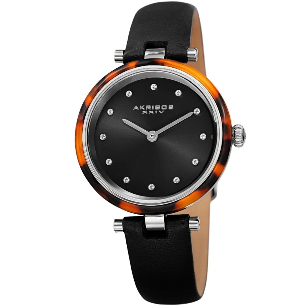 Akribos XXIV Quartz Crystal Black Dial Ladies Watch AK1052BK - Black